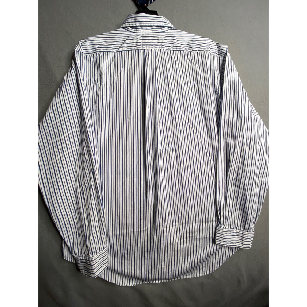Ralph Lauren Classic Fit Blue White Stripe Button Down Shirt Size 16 1/2 34/35 - Picture 7 of 8
